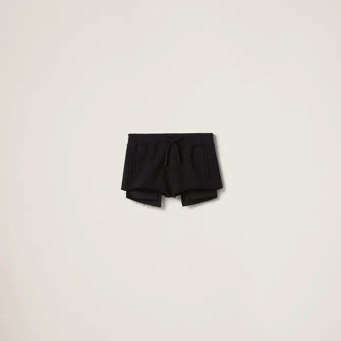 Women Pants And Shorts Miu Miu Cotton Shorts Black