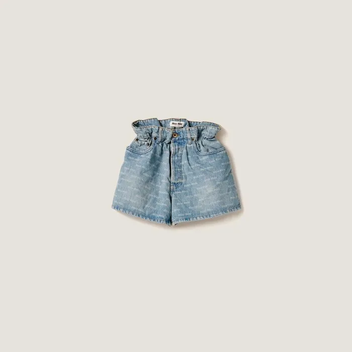Women Pants And Shorts Miu Miu Denim Shorts Sapphire Blue