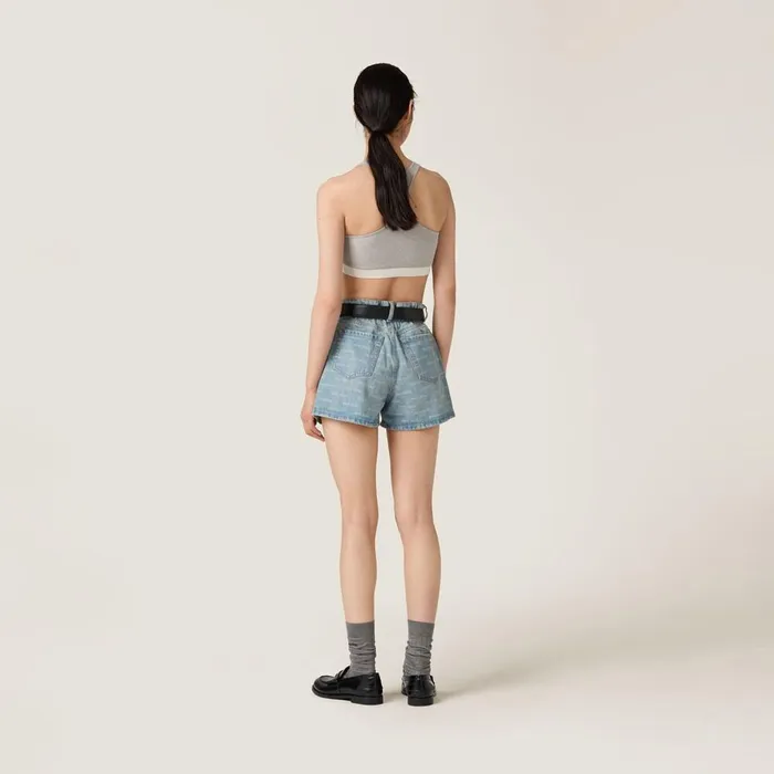 Women Pants And Shorts Miu Miu Denim Shorts Sapphire Blue Women Pants And Shorts Miu Miu Denim Shorts Sapphire Blue