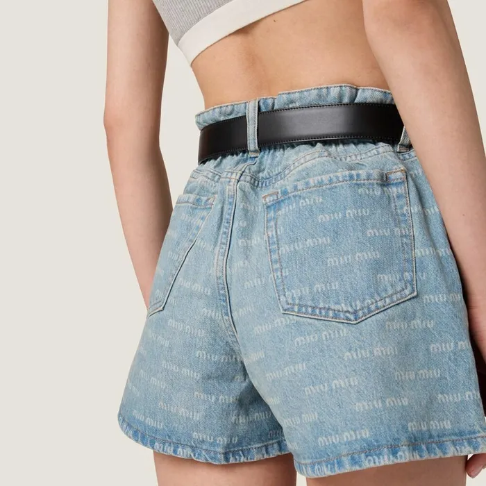 Women Pants And Shorts Miu Miu Denim Shorts Sapphire Blue Women Pants And Shorts Miu Miu Denim Shorts Sapphire Blue