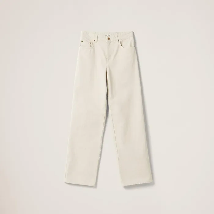 Women Pants And Shorts Miu Miu Fivepocket Ecru Denim Jeans Ecru