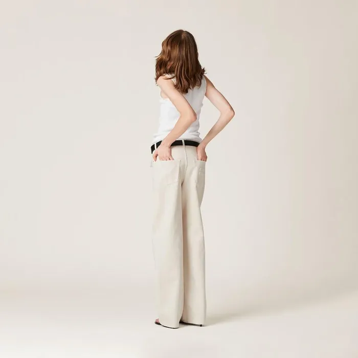 Women Pants And Shorts Miu Miu Fivepocket Ecru Denim Jeans Ecru Women Pants And Shorts Miu Miu Fivepocket Ecru Denim Jeans Ecru