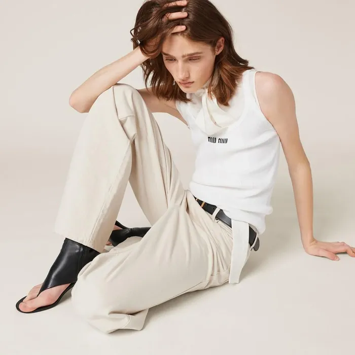 Women Pants And Shorts Miu Miu Fivepocket Ecru Denim Jeans Ecru Women Pants And Shorts Miu Miu Fivepocket Ecru Denim Jeans Ecru