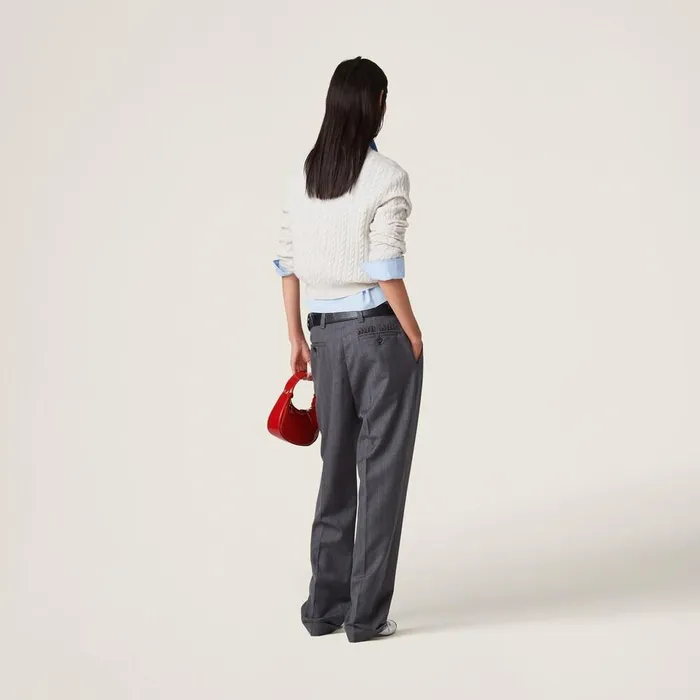 Women Pants And Shorts Miu Miu Pinstriped Pants Slate Gray Women Pants And Shorts Miu Miu Pinstriped Pants Slate Gray