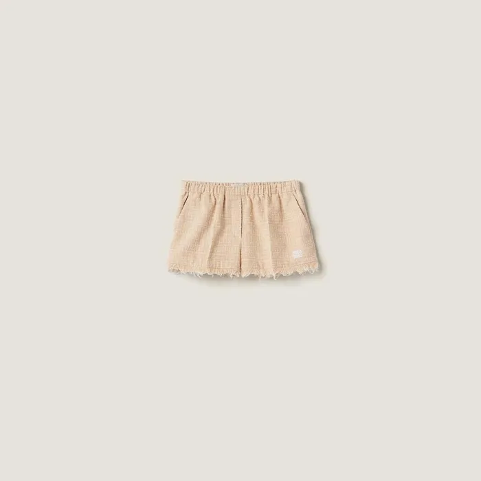 Women Pants And Shorts Miu Miu Tweed Shorts Vanilla