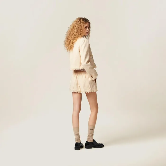 Women Pants And Shorts Miu Miu Tweed Shorts Vanilla Women Pants And Shorts Miu Miu Tweed Shorts Vanilla
