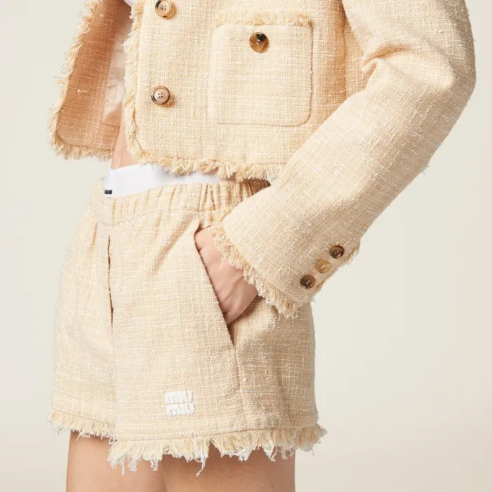 Women Pants And Shorts Miu Miu Tweed Shorts Vanilla Women Pants And Shorts Miu Miu Tweed Shorts Vanilla