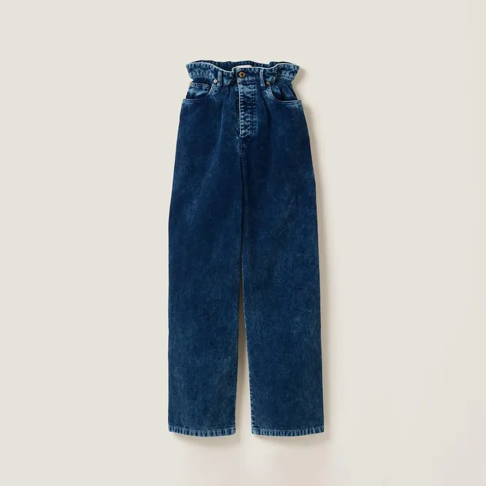 Women Pants And Shorts Miu Miu Washed Corduroy Pants Indigo Blue