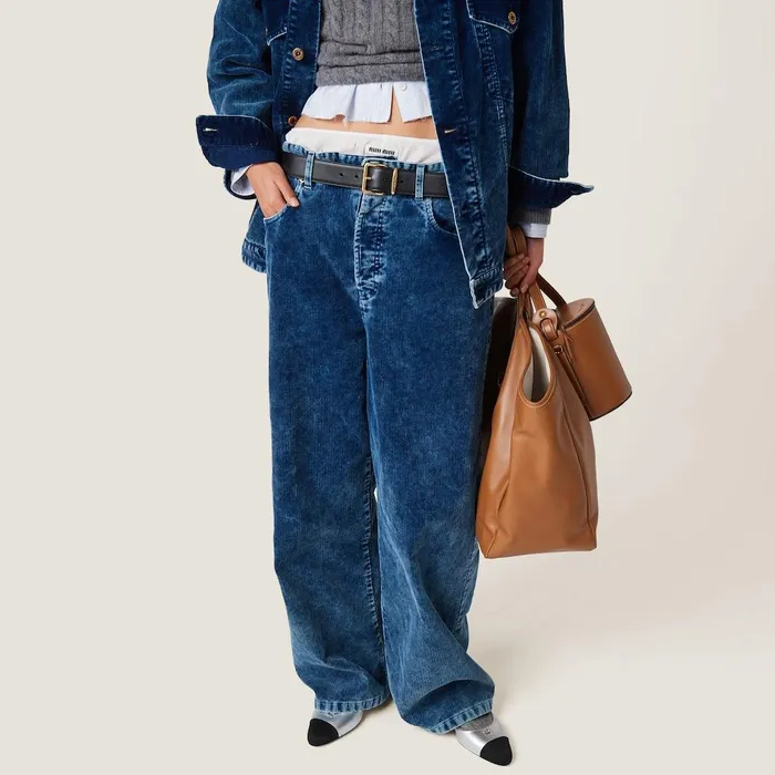 Women Pants And Shorts Miu Miu Washed Corduroy Pants Indigo Blue Women Pants And Shorts Miu Miu Washed Corduroy Pants Indigo Blue