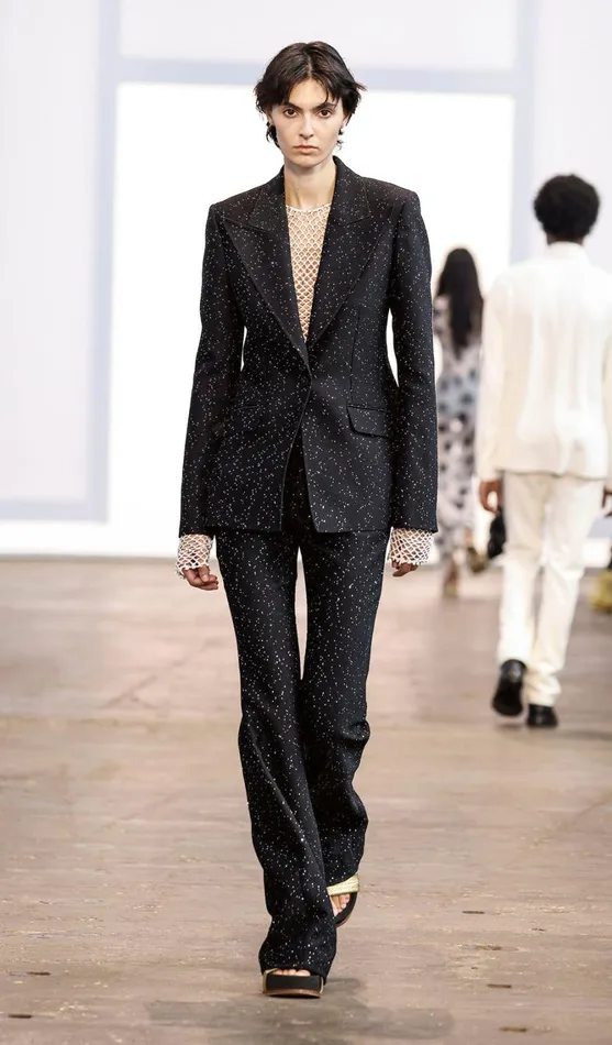 Women Pants Gabriela Hearst Allanon Sequin Pant In Black Virgin Wool
