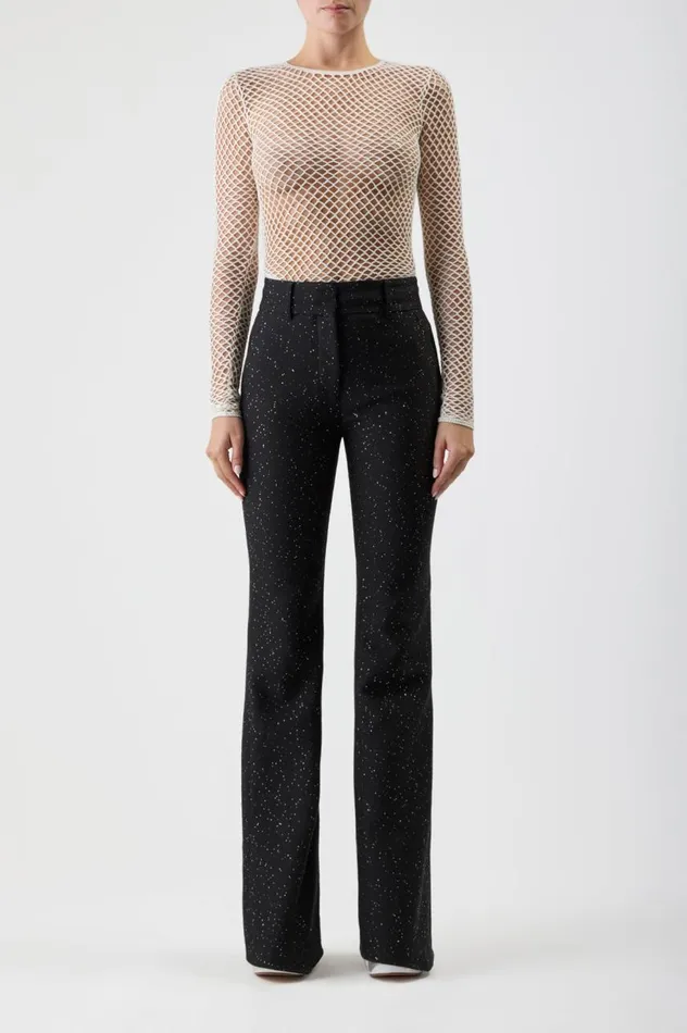 Women Pants Gabriela Hearst Allanon Sequin Pant In Black Virgin Wool