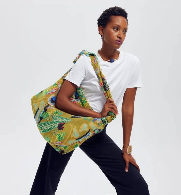Women Patterned Pleated Roomy Bag 8211 Anis Moyen Promod Bags