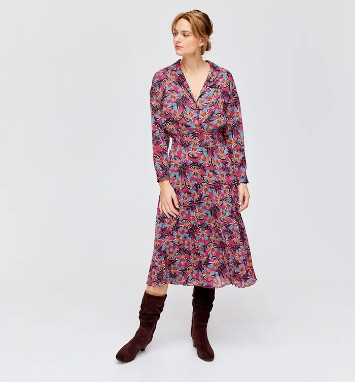 Women Patterned Shirt 8211 Bordeaux Red Print Promod Shirts And Tunics