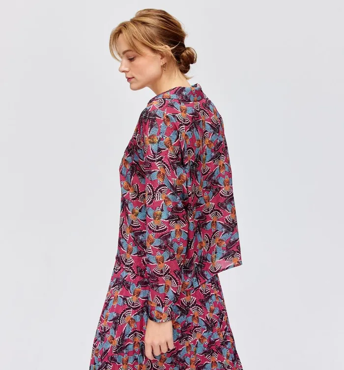 Women Patterned Shirt 8211 Bordeaux Red Print Promod Shirts And Tunics Women Patterned Shirt 8211 Bordeaux Red Print Promod Shirts And Tunics