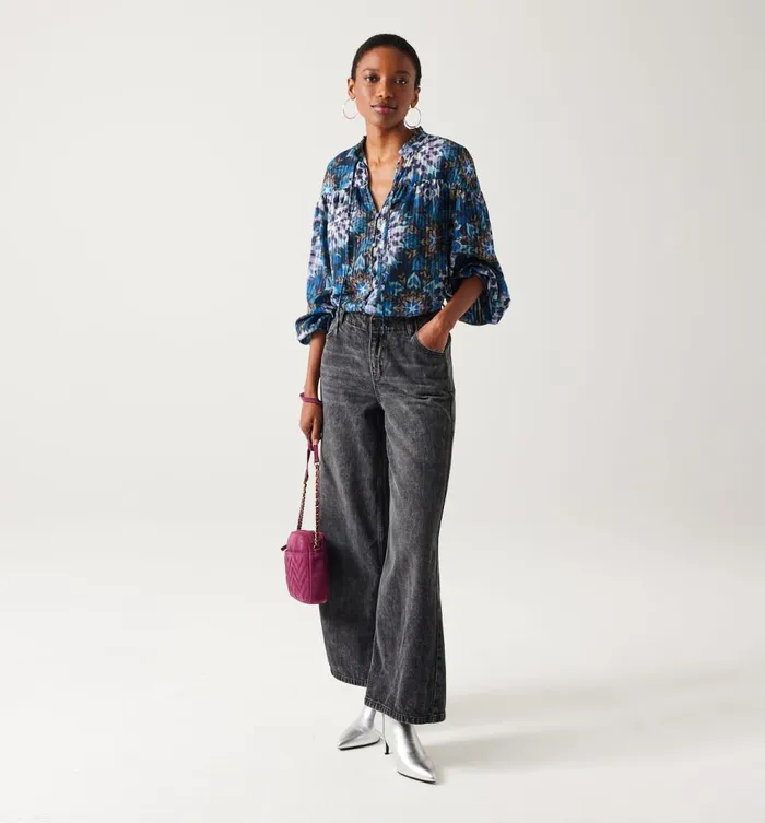 Women Patterned Shirt 8211 Navy Blue Print Promod Shirts And Tunics Women Patterned Shirt 8211 Navy Blue Print Promod Shirts And Tunics