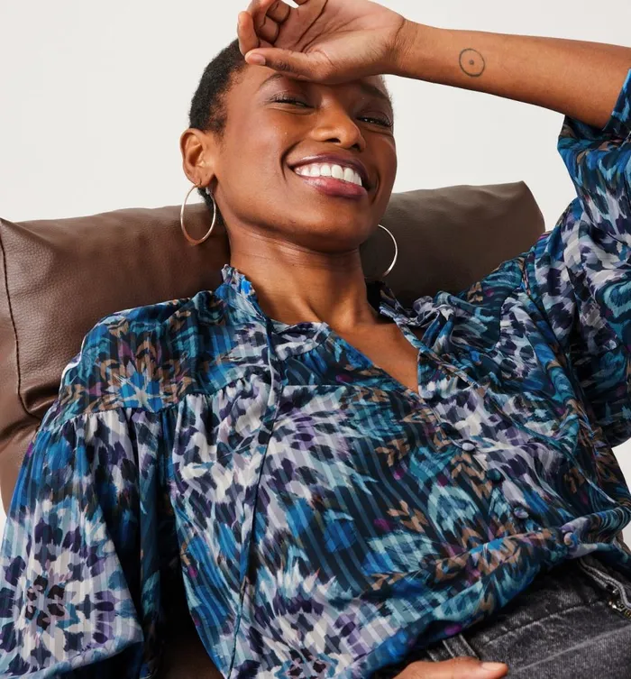 Women Patterned Shirt 8211 Navy Blue Print Promod Shirts And Tunics Women Patterned Shirt 8211 Navy Blue Print Promod Shirts And Tunics