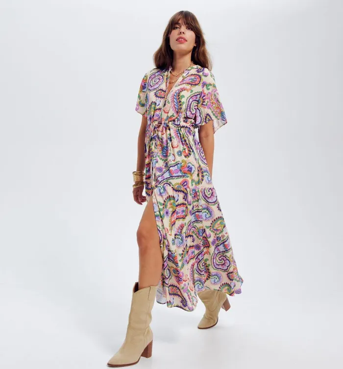 Women Patterned Shirtdress 8211 Ecru Print Promod Dresses