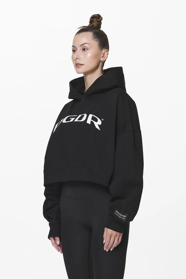 Women Pegador Hoodies Troms Oversized Cropped Hoodie Black
