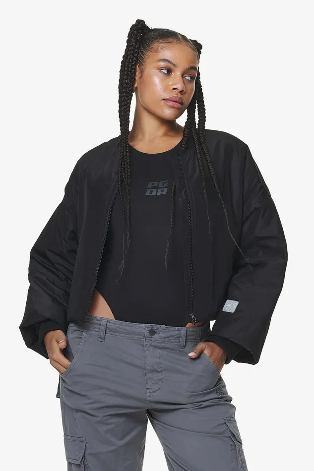 Women Pegador Jacken Floro Volume Puffer Bomber Jacket Black