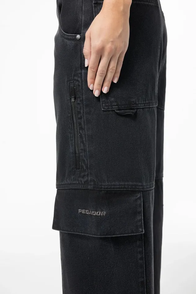 Women Pegador Jeans Taily Super Baggy Cargo Jeans Washed Black Women Pegador Jeans Taily Super Baggy Cargo Jeans Washed Black