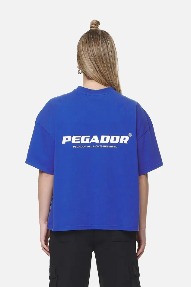 Women Pegador Tees Arendal Logo Heavy Oversized Tee Washed True Blue White