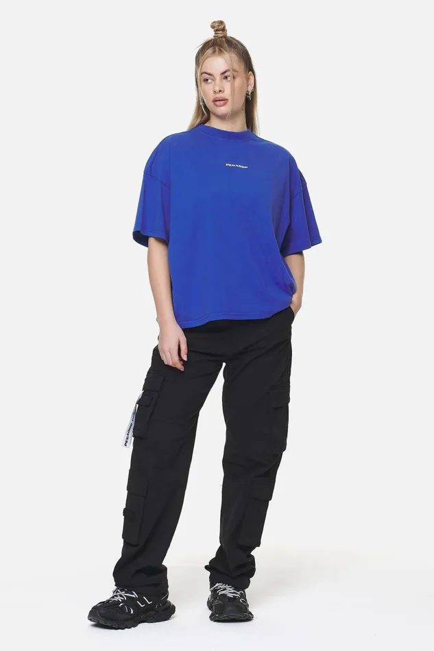 Women Pegador Tees Arendal Logo Heavy Oversized Tee Washed True Blue White Women Pegador Tees Arendal Logo Heavy Oversized Tee Washed True Blue White