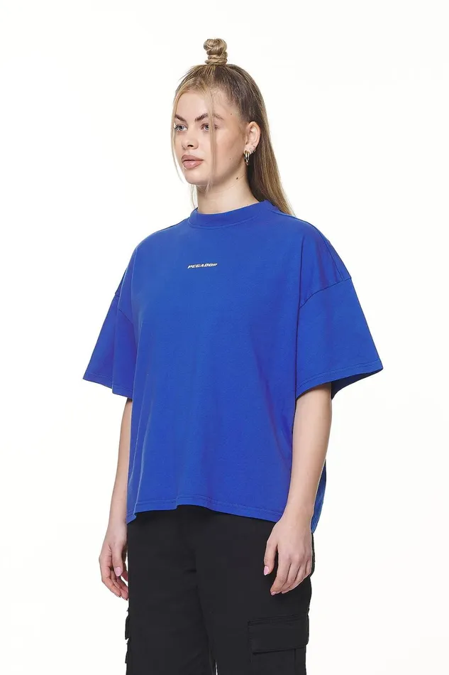 Women Pegador Tees Arendal Logo Heavy Oversized Tee Washed True Blue White Women Pegador Tees Arendal Logo Heavy Oversized Tee Washed True Blue White