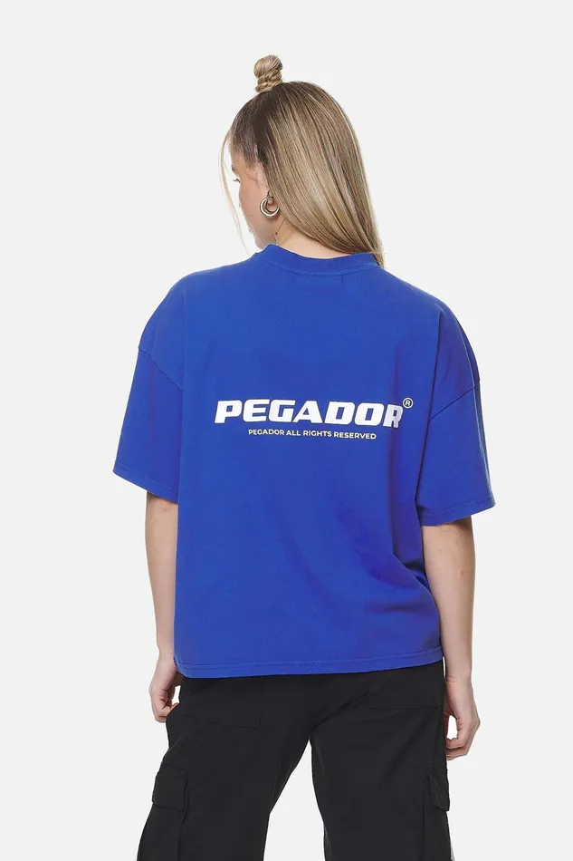 Women Pegador Tees Arendal Logo Heavy Oversized Tee Washed True Blue White Women Pegador Tees Arendal Logo Heavy Oversized Tee Washed True Blue White
