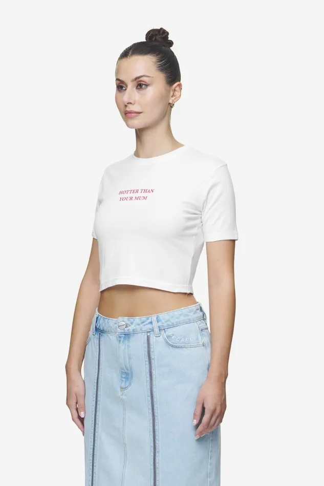 Women Pegador Tees Reyna Cropped Baby Tee White Women Pegador Tees Reyna Cropped Baby Tee White
