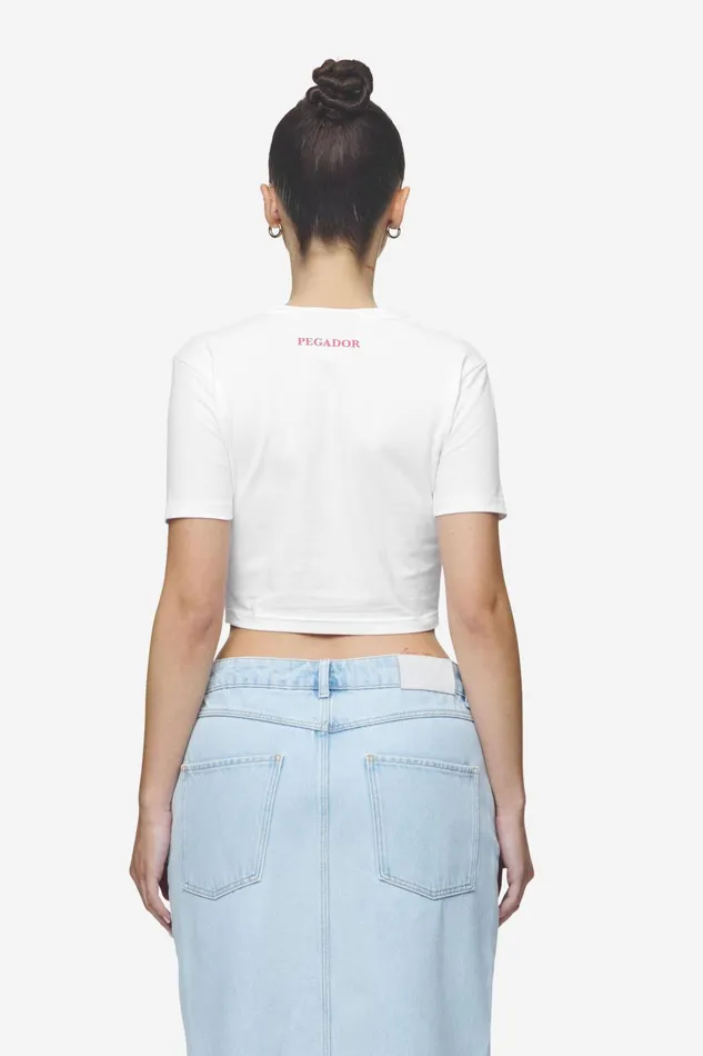 Women Pegador Tees Reyna Cropped Baby Tee White Women Pegador Tees Reyna Cropped Baby Tee White