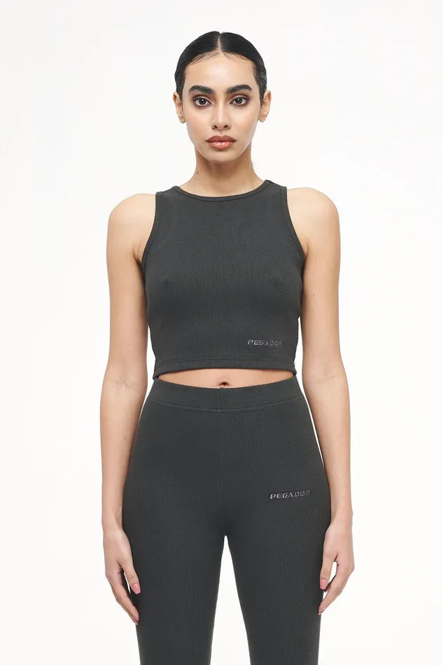 Women Pegador Tops Ayla Crop Top Vintage Washed Iron Grey