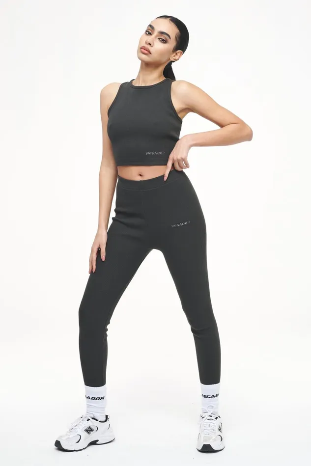 Women Pegador Tops Ayla Crop Top Vintage Washed Iron Grey Women Pegador Tops Ayla Crop Top Vintage Washed Iron Grey