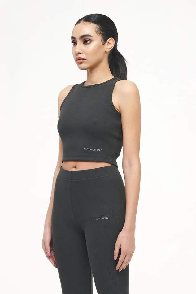 Women Pegador Tops Ayla Crop Top Vintage Washed Iron Grey Women Pegador Tops Ayla Crop Top Vintage Washed Iron Grey