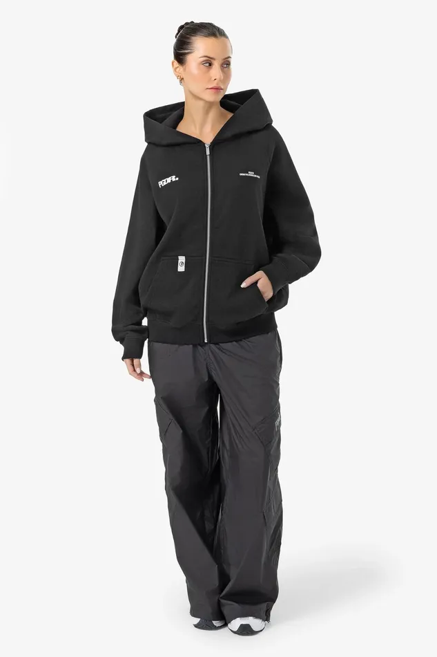 Women Pegador Zip Hoodies Dee Oversized Sweat Jacket Washed Black Women Pegador Zip Hoodies Dee Oversized Sweat Jacket Washed Black