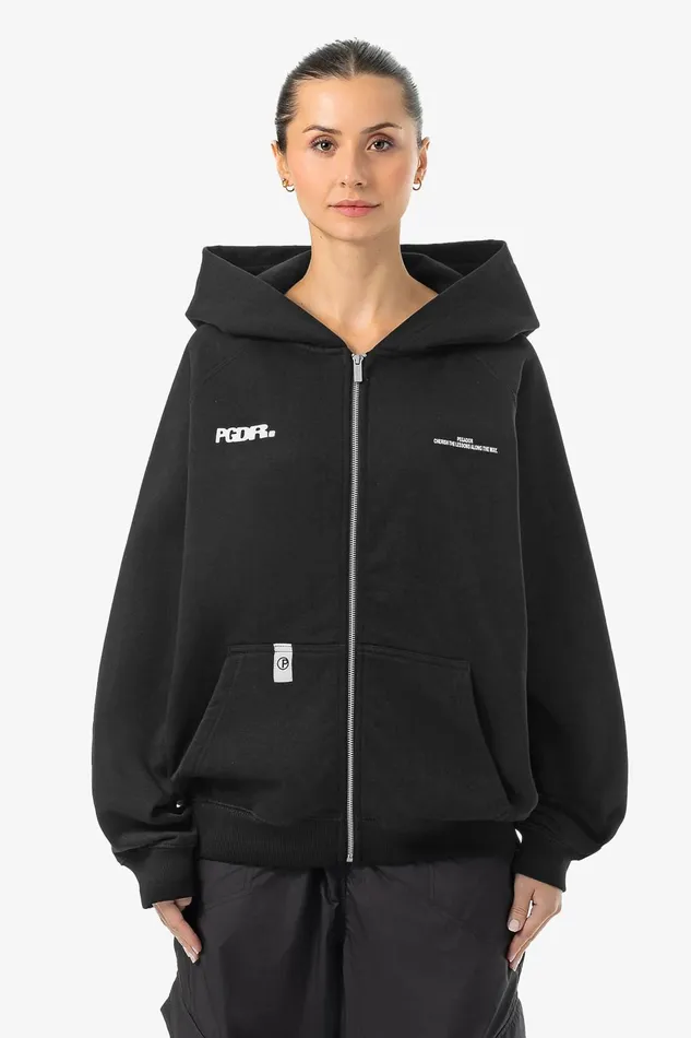 Women Pegador Zip Hoodies Dee Oversized Sweat Jacket Washed Black Women Pegador Zip Hoodies Dee Oversized Sweat Jacket Washed Black