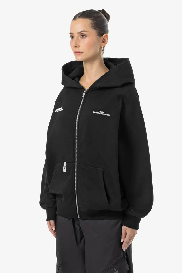 Women Pegador Zip Hoodies Dee Oversized Sweat Jacket Washed Black Women Pegador Zip Hoodies Dee Oversized Sweat Jacket Washed Black