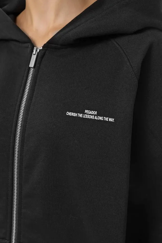 Women Pegador Zip Hoodies Dee Oversized Sweat Jacket Washed Black Women Pegador Zip Hoodies Dee Oversized Sweat Jacket Washed Black