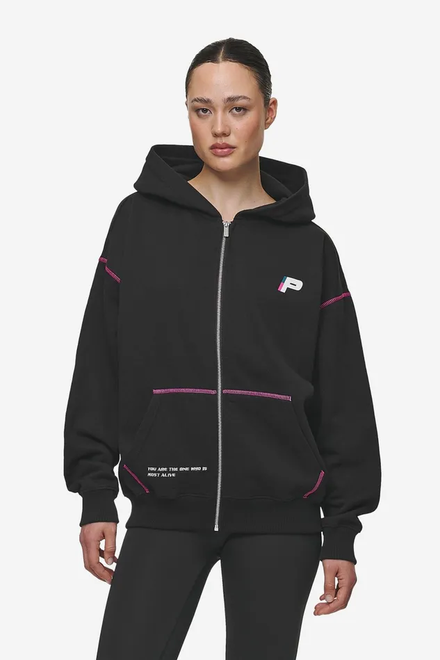 Women Pegador Zip Hoodies Jenna Oversized Sweat Jacket Washed Black