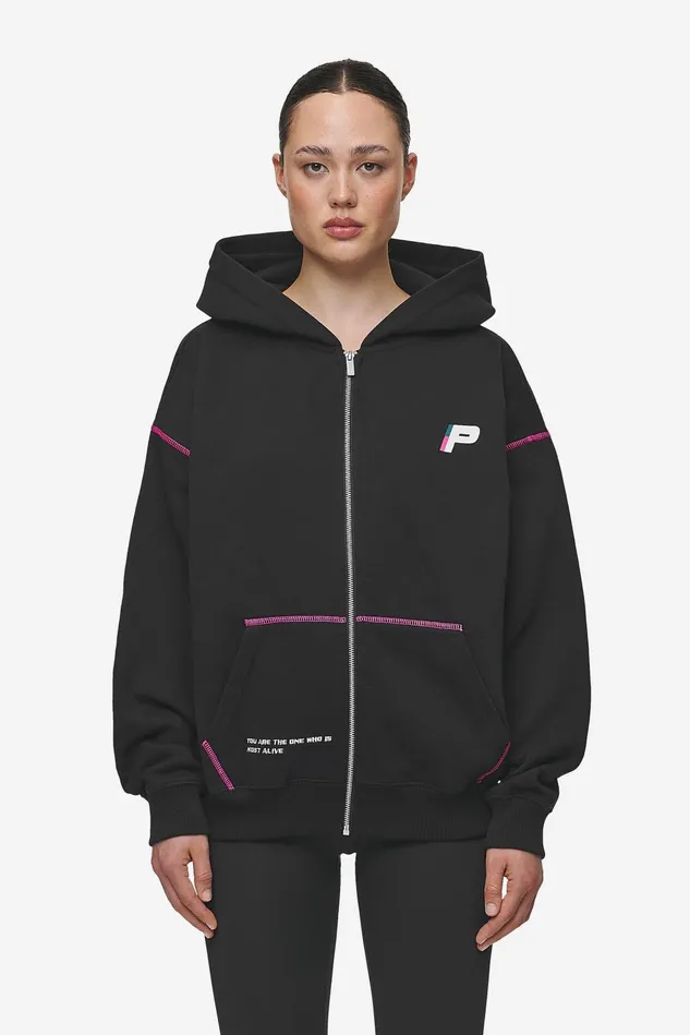 Women Pegador Zip Hoodies Jenna Oversized Sweat Jacket Washed Black Women Pegador Zip Hoodies Jenna Oversized Sweat Jacket Washed Black