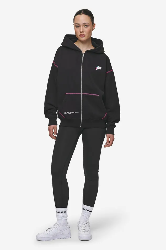 Women Pegador Zip Hoodies Jenna Oversized Sweat Jacket Washed Black Women Pegador Zip Hoodies Jenna Oversized Sweat Jacket Washed Black
