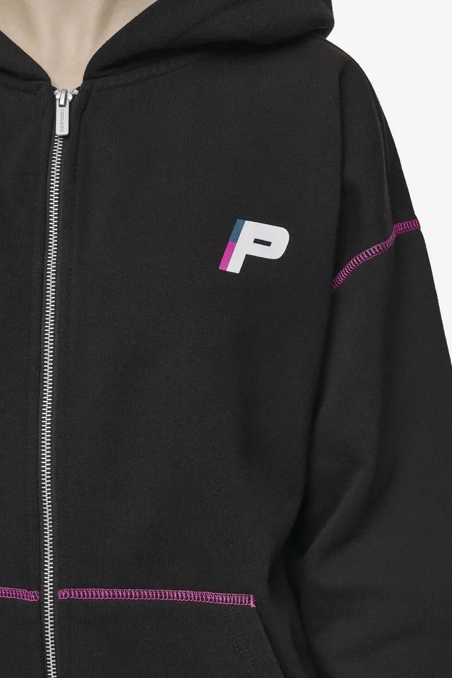 Women Pegador Zip Hoodies Jenna Oversized Sweat Jacket Washed Black Women Pegador Zip Hoodies Jenna Oversized Sweat Jacket Washed Black