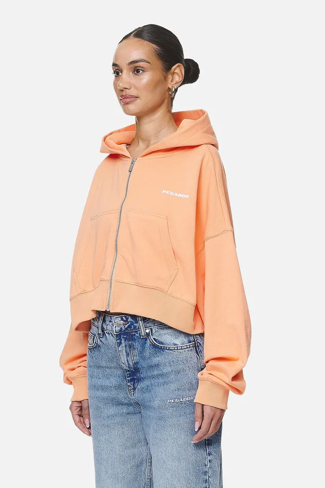 Women Pegador Zip Hoodies Marla Cropped Zip Hoodie Washed Apricot White Gum Women Pegador Zip Hoodies Marla Cropped Zip Hoodie Washed Apricot White Gum