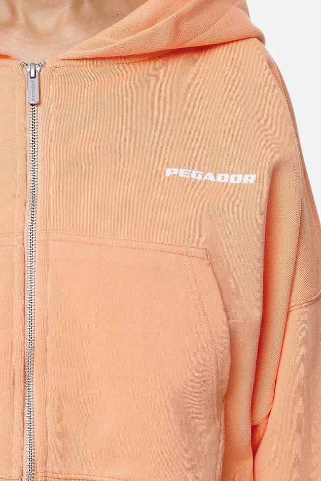 Women Pegador Zip Hoodies Marla Cropped Zip Hoodie Washed Apricot White Gum Women Pegador Zip Hoodies Marla Cropped Zip Hoodie Washed Apricot White Gum