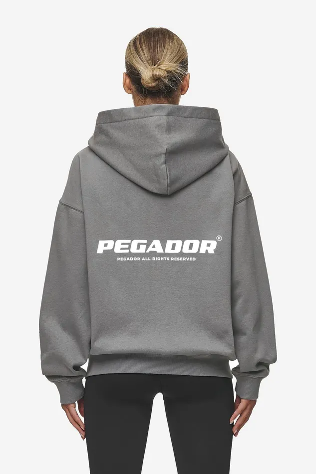 Women Pegador Zip Hoodies Ramira Oversized Sweat Jacket Washed Deep Grey White