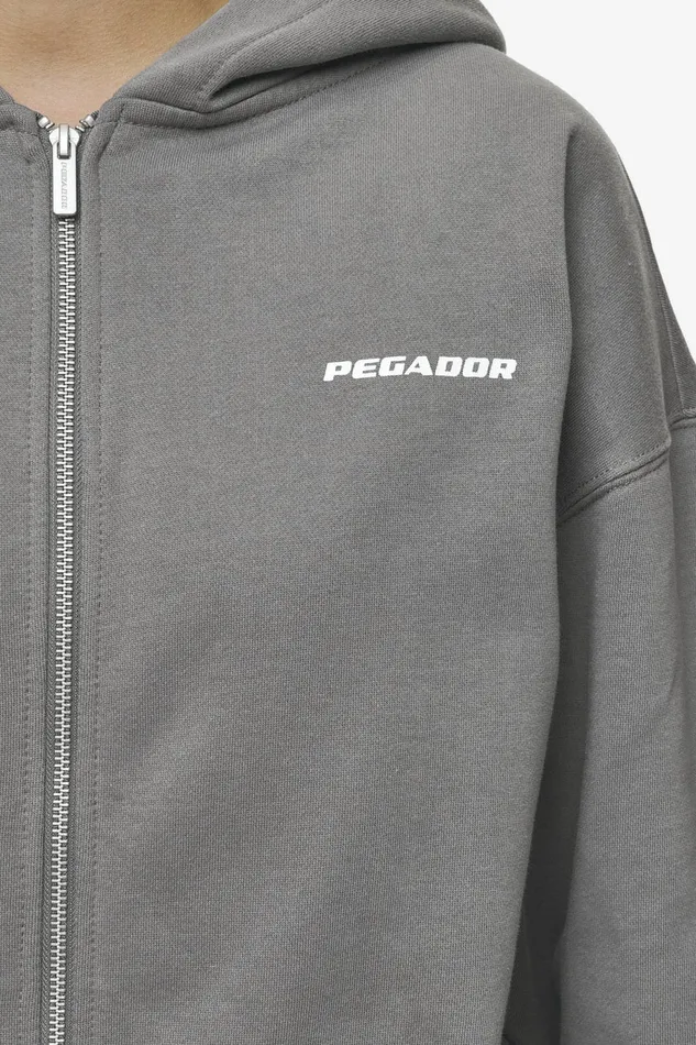 Women Pegador Zip Hoodies Ramira Oversized Sweat Jacket Washed Deep Grey White Women Pegador Zip Hoodies Ramira Oversized Sweat Jacket Washed Deep Grey White