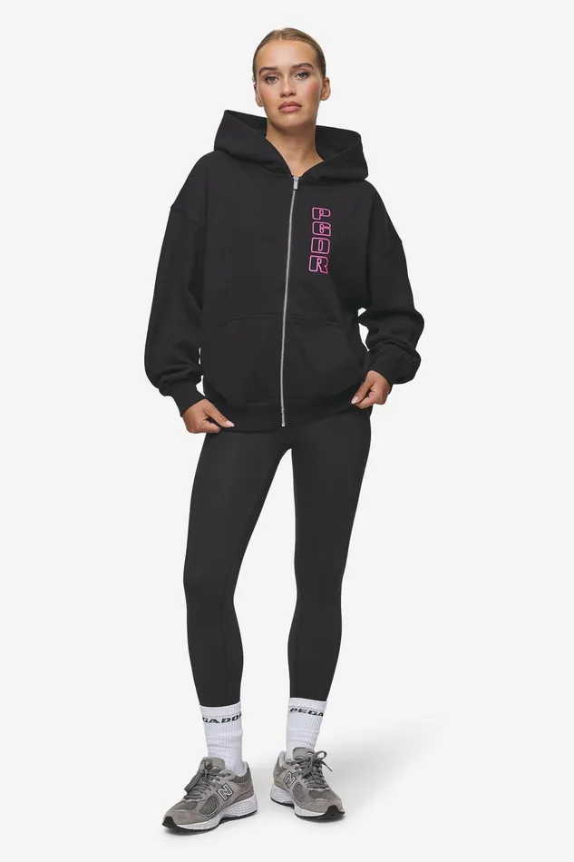 Women Pegador Zip Hoodies Skyla Oversized Sweat Jacket Heavy Washed Black Women Pegador Zip Hoodies Skyla Oversized Sweat Jacket Heavy Washed Black