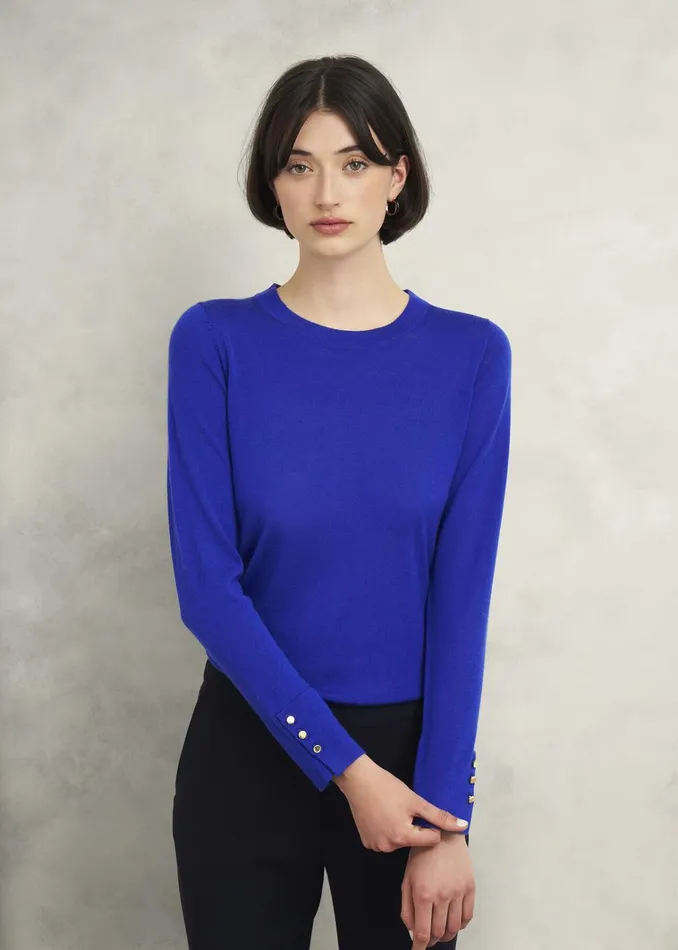 Women Penny Merino Wool Jumper Eclipse Blue Hobbs Jumpers and Cardigans