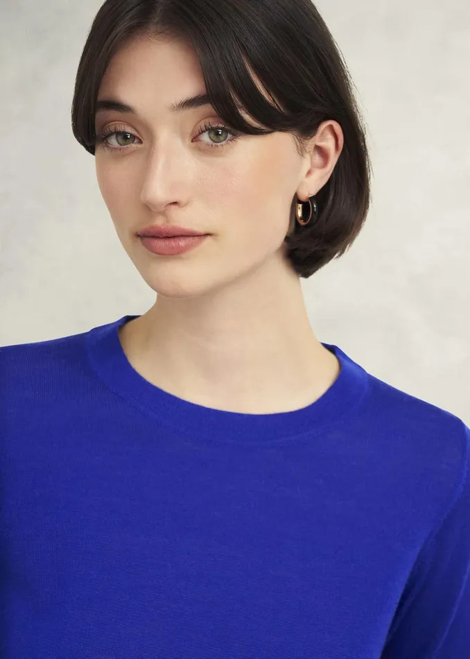 Women Penny Merino Wool Jumper Eclipse Blue Hobbs Jumpers and Cardigans