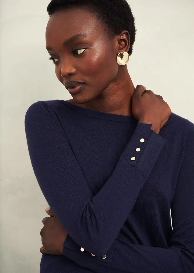Women Perla Merino Wool Jumper Hobbs Navy Hobbs Jumpers and Cardigans
