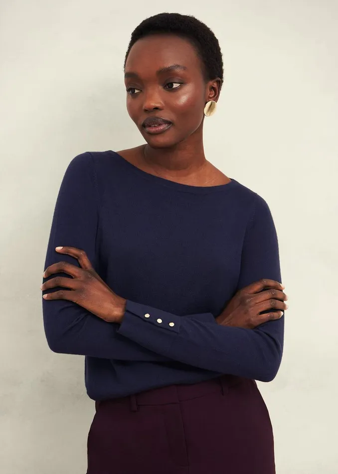 Women Perla Merino Wool Jumper Hobbs Navy Hobbs Jumpers and Cardigans